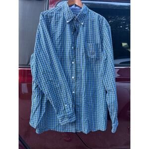 Chaps‎ Easy Care XL Tall Men's Blue Plaid Long Sleeve Shirt